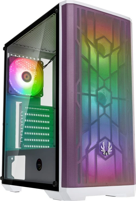BitFenix Nova Mesh SE TG 4ARGB, weiß/violett, inkl. 4x Lüfter, Lüfter LED RGB, Glasfenster