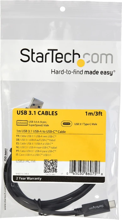 StarTech USB 3.1 Kabel, USB-C 3.1 [Stecker]/USB-A 3.1 [Stecker] schwarz, 1m
