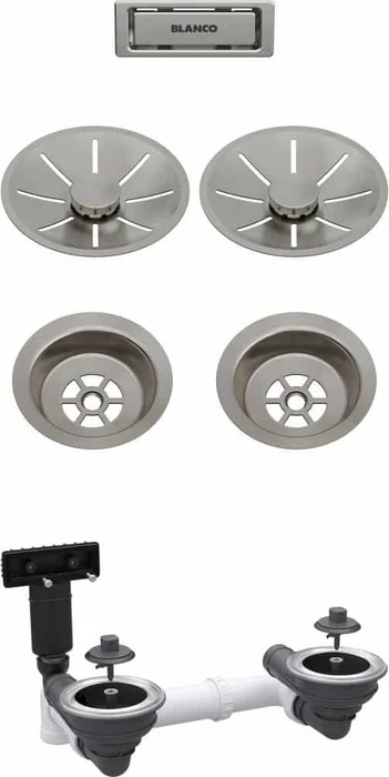 Blanco Ablaufgarniturset für Doppelbecken satin platinum