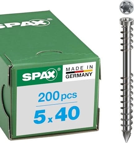 Spax Edelstahl rostfrei A2 T-STAR plus T25 Terrassenschraube, 5x40mm, 200 Stück