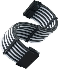 SilverStone PP07E Serie P07E-MBBW, 24-Pin ATX Verlängerungskabel, 300mm, sleeved schwarz/weiß