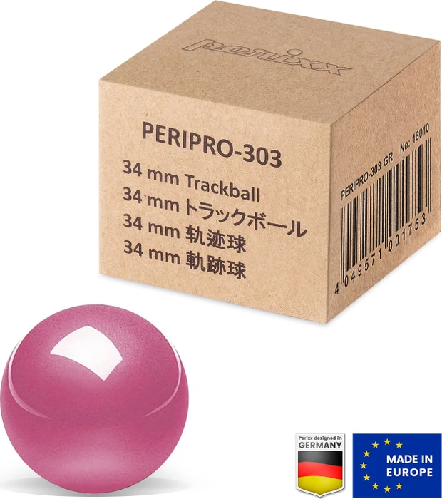Perixx PERIPRO-303GPK 34mm für Perimice und Logitech M570, Ersatz-Trackball, rosa