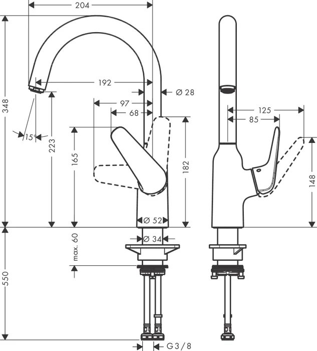 Hansgrohe Focus M42 220 1jet edelstahl finish