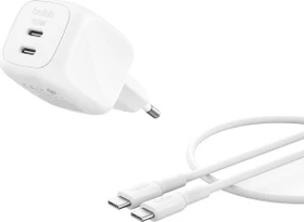 Belkin BoostCharge Pro Ladegerät 2-Port USB-C GaN + USB-C-Kabel 50W weiß