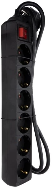 REV Ritter Tisch-Steckdosenleiste mit Schalter, 6-fach, 1.4m, schwarz