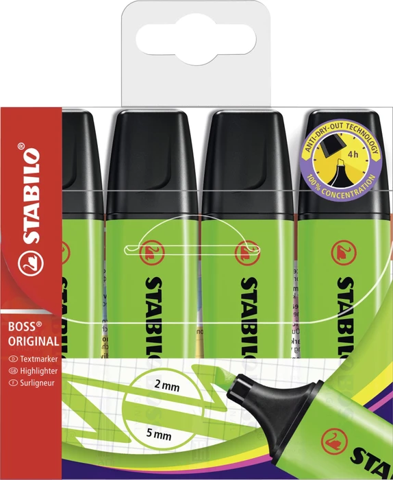 STABILO Boss Original grün, 4er-Pack, Etui