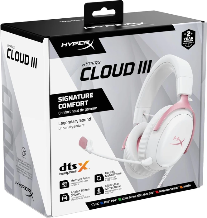 HP HyperX Cloud III weiß/rosa
