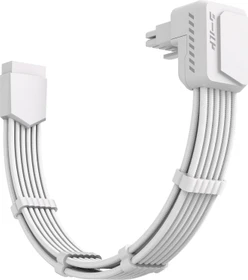 EZDIY-FAB 12V-2x6 Kabel, 16-Pin PCIe Verlängerungskabel, 1x 16-Pin PCIe 5.1 Buchse auf 16-Pin PCIe 5.1 Stecker, Variante Reverse, Sense-Pins an der Oberseite, 16AWG, weiß, 90° gewinkelt