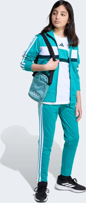 adidas Seasonal Essentials Tiberio 3-Streifen Tricot Trainingsanzug pure teal/aurora ivy/white (Junior)