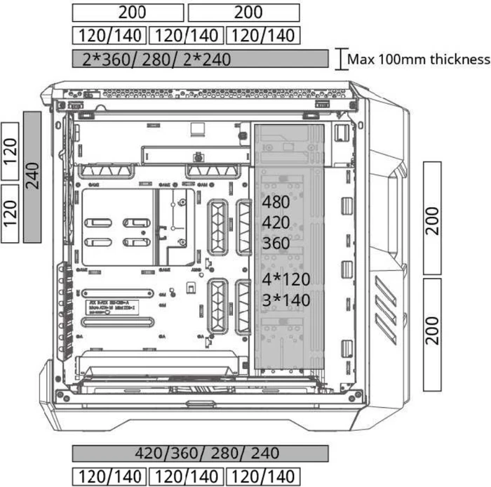 Cooler Master HAF 700, Titanium Grey, grau, Glasfenster