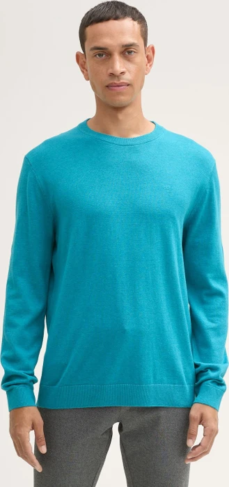Tom Tailor Basic Baumwolle Strickpullover turquoise blue melange (Herren)