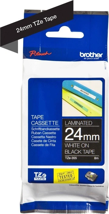 Brother TZe-355 Beschriftungsband, 24mm, weiß/schwarz