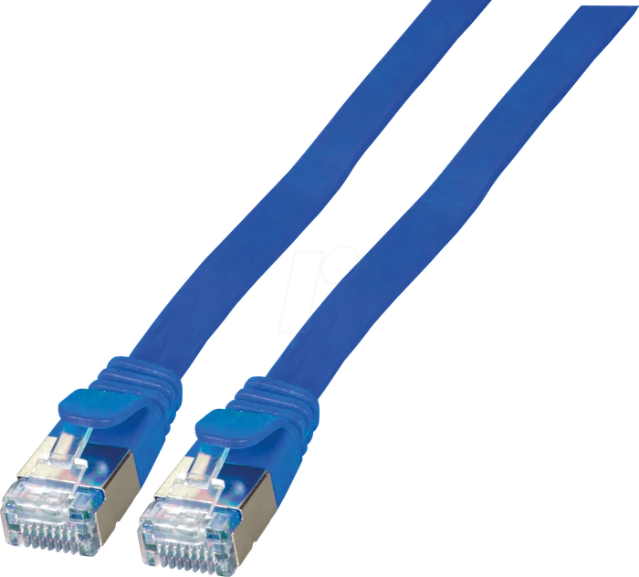 EFB Elektronik PVC Flach-Patchkabel, Cat6a, U/FTP, RJ-45/RJ-45, 0.5m, blau