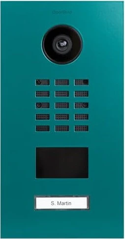 DoorBird D2101V V2 IP Video Türstation mit 1 Ruftaste, Edelstahl, türkisblau
