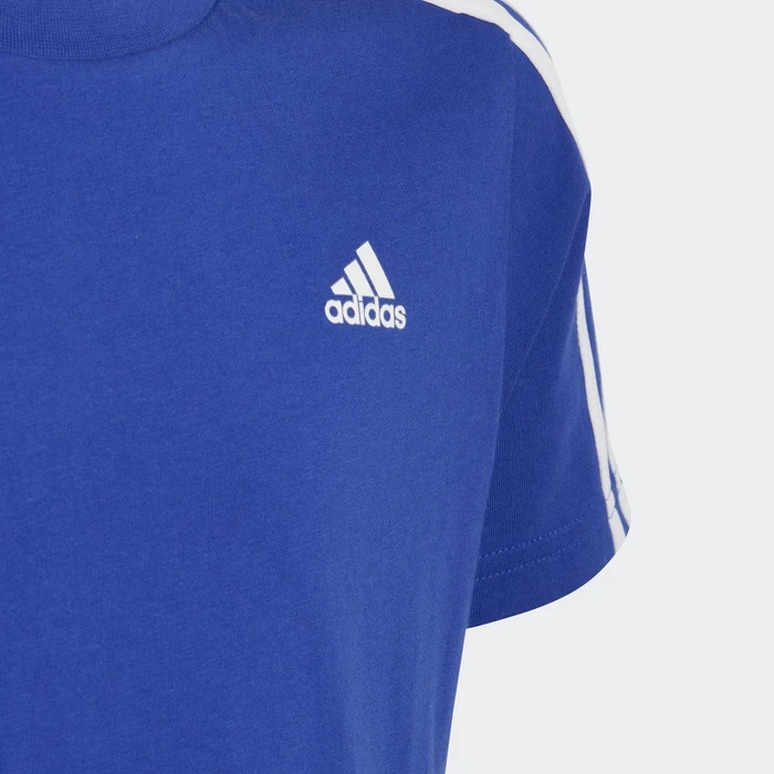 adidas Essentials 3-Streifen Cotton T-Shirt kurzarm semi lucid blue/white (Junior)