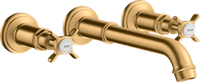 Hansgrohe Axor Montreux 3-Loch Waschtischarmatur für Wandmontage und Kreuzgriffen brushed brass