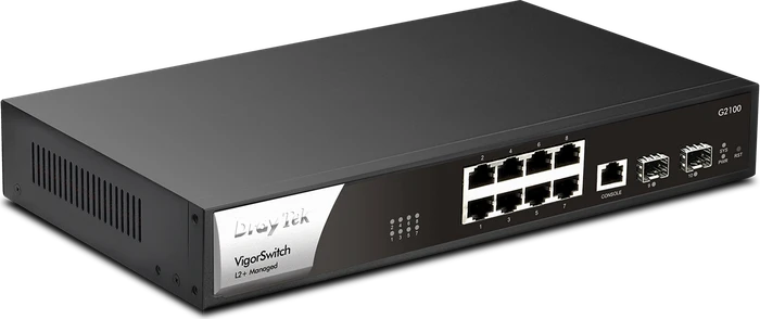 DrayTek VigorSwitch G2100 Desktop Gigabit Managed Switch, 8x RJ-45, 2x SFP