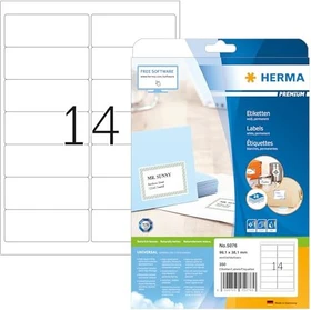 Herma Etiketten Prenium, 99.1x38.1mm, weiß, matt, 25 Blatt (350 Etiketten)