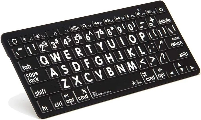 LogicKeyboard LargePrint Mini Mac, White on Black, Bluetooth, DE