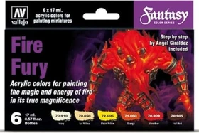 Vallejo Model Color Fantasy Color Series Fire Fury Farbset, 6-tlg.