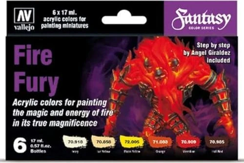 Vallejo Model Color Fantasy Color Series Fire Fury Farbset, 6-tlg.