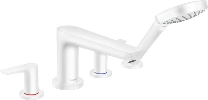 Hansgrohe Talis E 4-Loch Wannenrandmischer mit Außenelement mattweiß