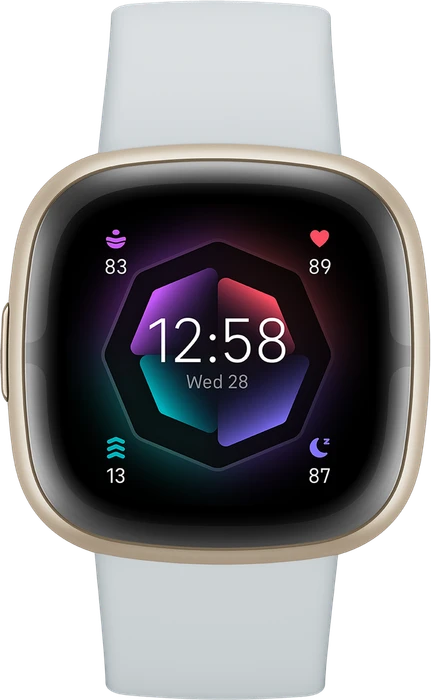 Fitbit Sense 2 Aktivitäts-Tracker nebelblau/aluminium softgold