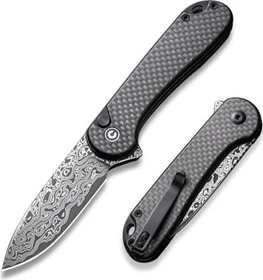 Civivi Elementum Button Lock Taschenmesser carbon fiber/damascus