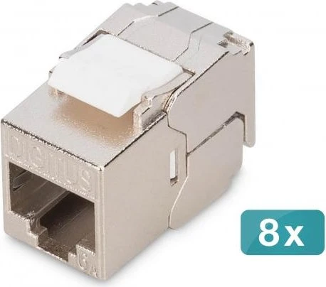Digitus CAT 6A Kompakt-Keystone Modul, geschirmt, werkzeugfreier Montageanschluss. 8 Stk.