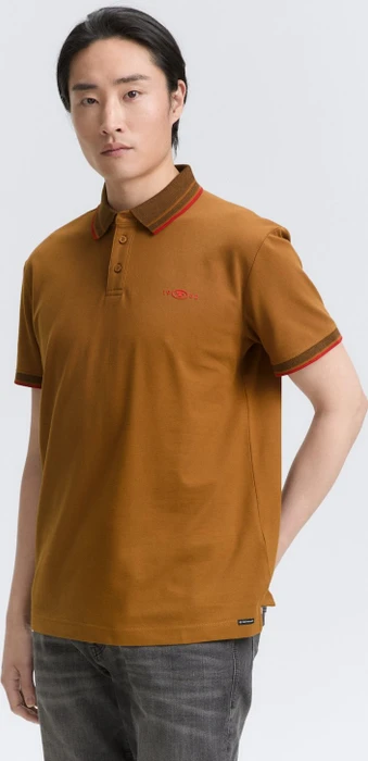 Tom Tailor Piqué mit Stretch Poloshirt kurzarm deep cognac (Herren)