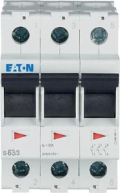 Eaton IS-63/3 Hauptlasttrennschalter mit Trennfunktion, hochverschleißfeste Kontakte und klassifiziert zur Verwendung in Schienenfahrzeugen, 240/415 V, 63 A, 3P