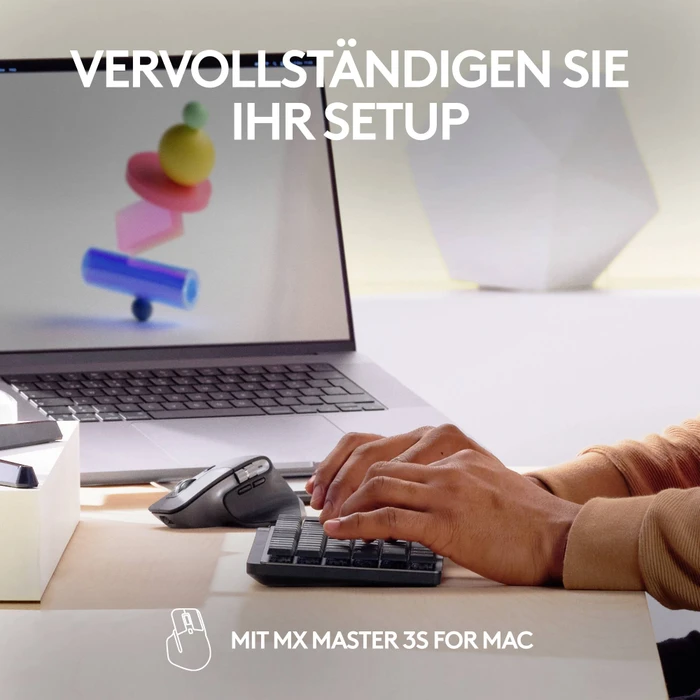 Logitech MX Mechanical Mini for Mac, Space Gray, LEDs weiß, Logi Bolt, Kailh Choc V2 LOW PROFILE BROWN, USB/Bluetooth, CH