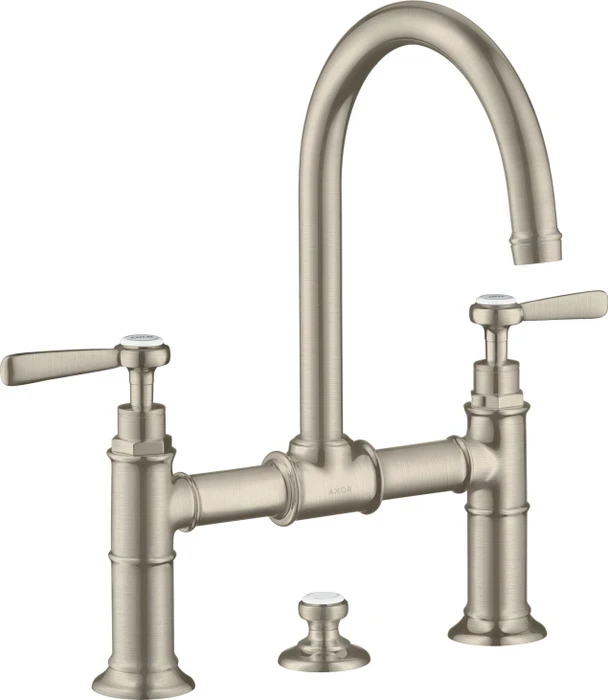 Hansgrohe Axor Montreux 2-Griff Waschbeckenarmatur 220 mit Hebelgriffen und Ablauffernbedienung brushed nickel