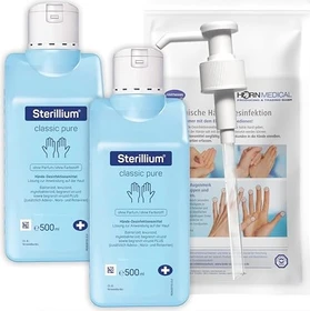 Hartmann Sterillium Classic Pure Handdesinfektionsmittel + Dosierpumpe, 1l (2x 500ml)
