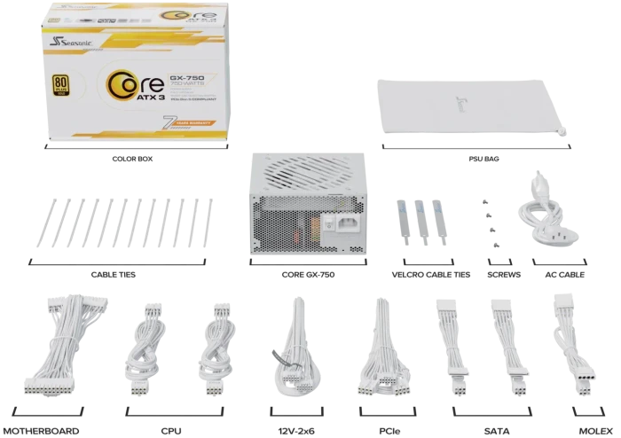 Seasonic Core GX White ATX 3 (2024) GX-750 750W, ATX 3.1