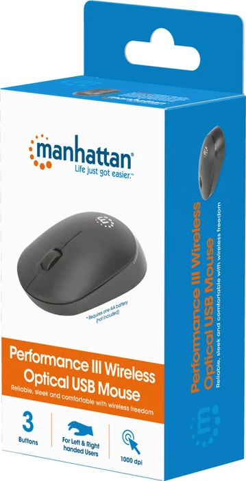 Manhattan Wireless Performance Maus III schwarz, USB