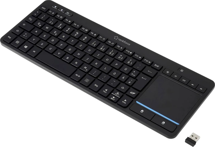 Renkforce RF-WLTKB-300 Kabellose Touch-Tastatur, schwarz, USB, DE