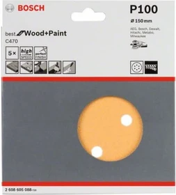 Bosch Professional C470 Best for Wood and Paint Schleifblatt K100, 150mm, 5 Stück