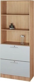 Hammerbacher HR-Schrank 5OH V7300, Relinggriff, nussbaum/silber, Aufbewahrungskombination