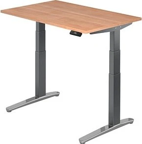 Hammerbacher Ergonomic Aktiv XBHM12 elektrisch höhenverstellbarer Sitz-Steh-Schreibtisch 120x80cm Nussbaum/graphit