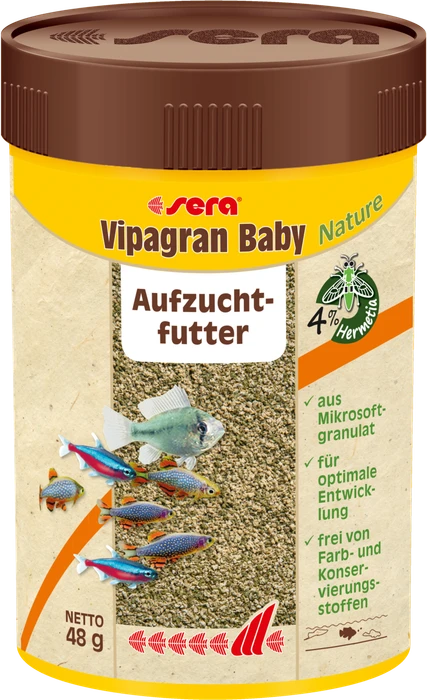 sera Vipagran Baby Nature Mikrosoftgranulat für Jungfische, Aufzuchtfutter, 48g, 100ml