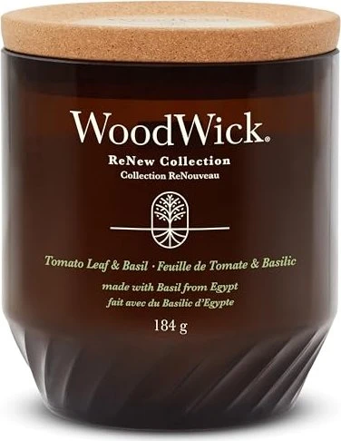 WoodWick ReNew Collection Tomato Leaf & Basil Duftkerze, 184g