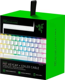 Razer PBT Keycap + Coiled Cable Upgrade Set, Kunststoff (PBT), Cherry-Profil, Mercury White, weiß, 120 Tasten, ISO-UK, ANSI-US