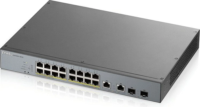 Zyxel GS1350 Desktop Gigabit Smart Switch, 16x RJ-45, 2x RJ-45/SFP, 250W PoE+