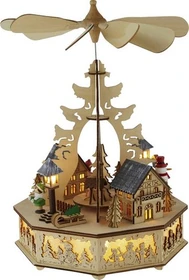Konstsmide Motiv Holzleuchter Pyramide 28.5cm LED 8x warmweiß