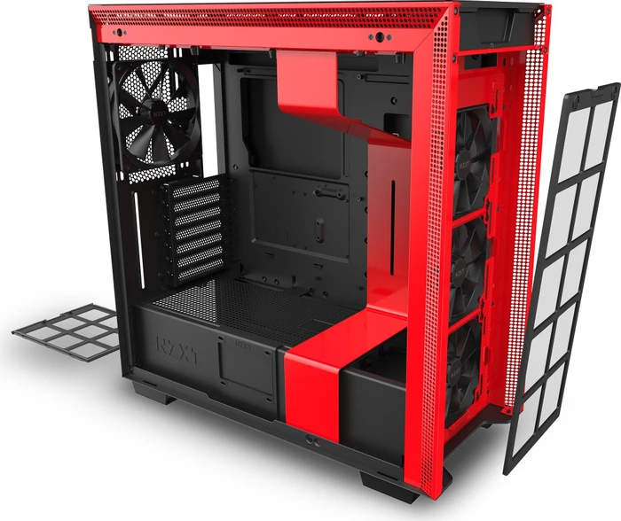 NZXT H710, schwarz/rot, Glasfenster