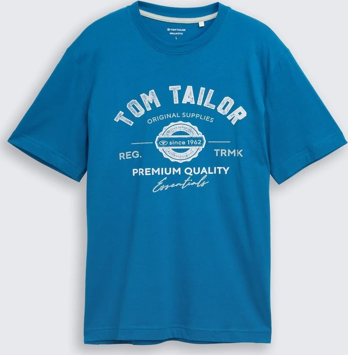Tom Tailor Logo-Print T-Shirt kurzarm blue petrol (Herren)