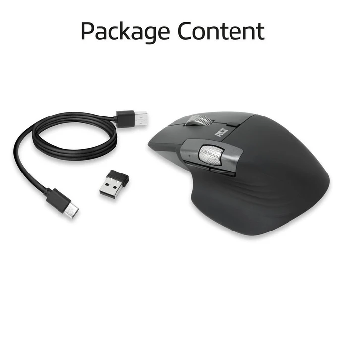 Act Wireless Multi-Connect Mouse, rechargeable, schwarz, USB/Bluetooth