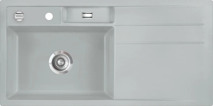 systemceram Bela 100 F Einbau Becken links mit Ablauffernbedienung titan
