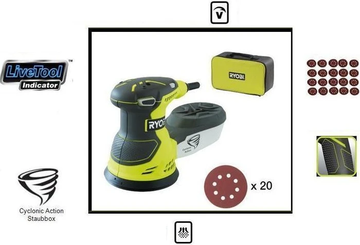 Ryobi ROS300A Elektro-Exzenterschleifer inkl. Tasche